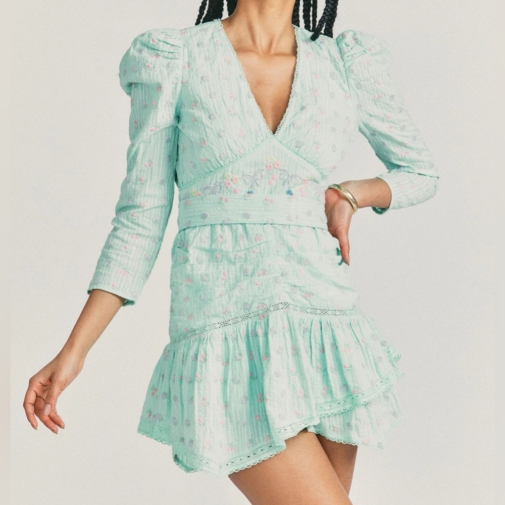 Love Shack Fancy Aviva Dress Elegant Mint Green Dress